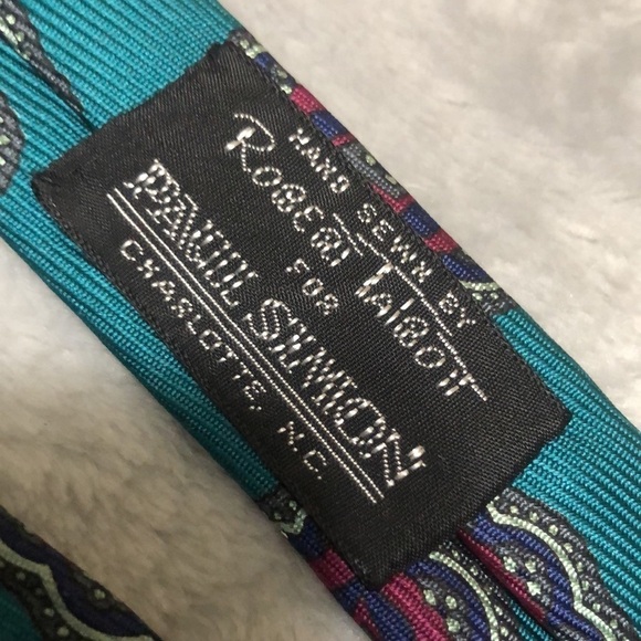 Robert Talbots Aqua Blue Print Tie - Picture 4 of 7